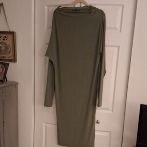 Norma Kamali Long Sleeve Olive Dress